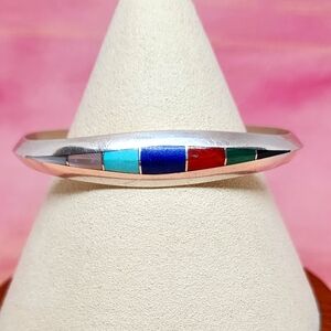 Rosella Paxson-Sandoval Apache Signed Multi-stone and Sterling Cuff